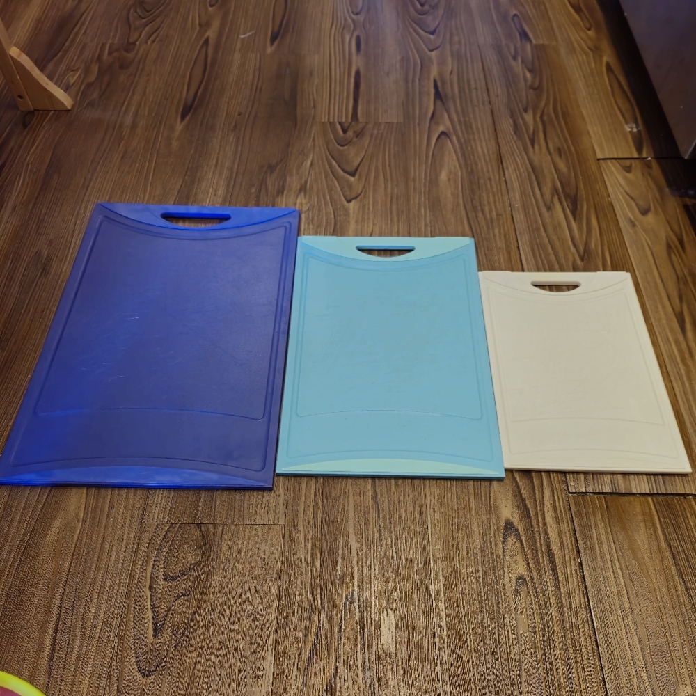 Cutting Board 3 Piece Bundle Blue Plastic Varies Sizes Kitchen Cutting Boards